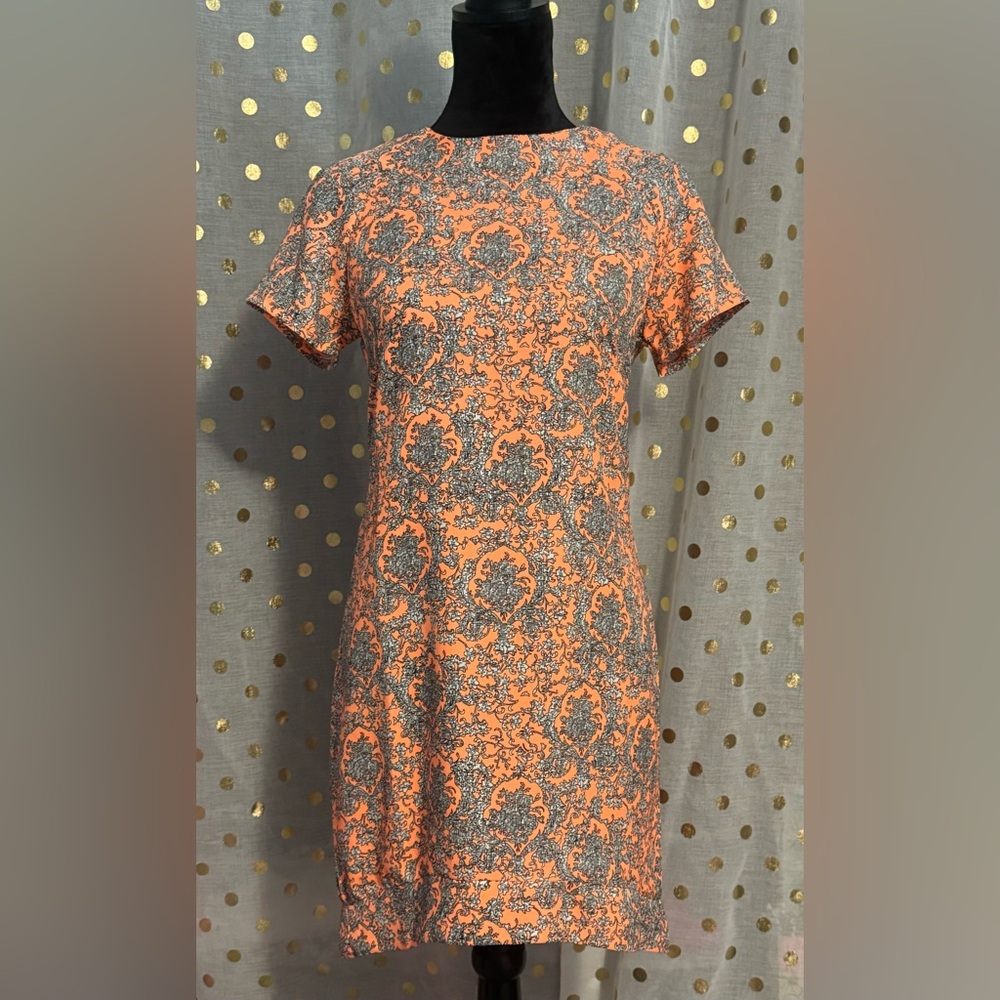 Stella Morgan orange shift dress size 10 boutique polyester summer party travel